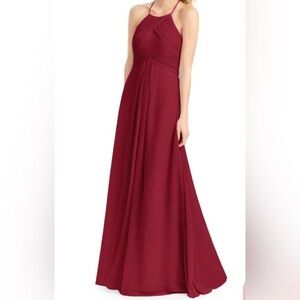 Azazie Wine Halter Maxi Dress
